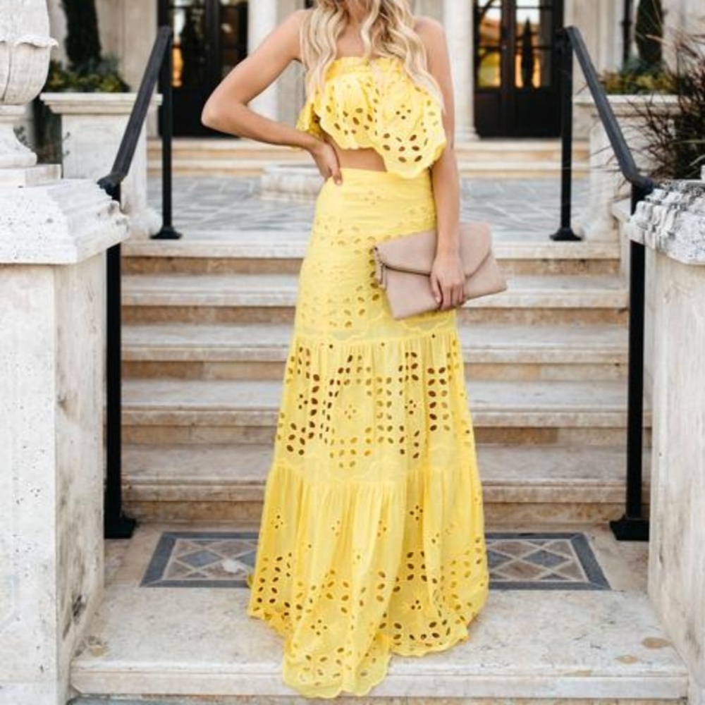 Yellow Vici Maxi Skirt Set